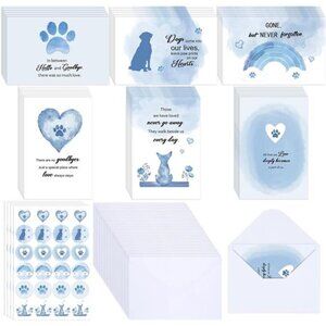 36 Sets Pet Sympathy Cards for Dogs Cats with Envelopes and Stickers,